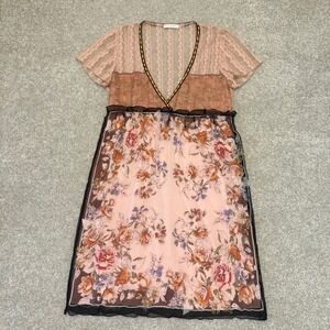 Custo Barcelona Silk Blend Floral Lace Empire Waist Mini Dress Pink y2k 40/6